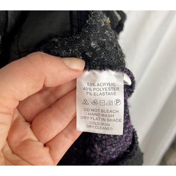 Fantazia Black Boho Artsy Long-Length Hooded Sweater-Coat Women's Size S - Picture 6 of 10